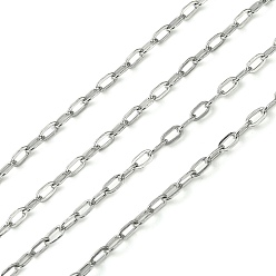 Stainless Steel Color 304 Stainless Steel Cable Chains, Soldered, Flat Oval, Stainless Steel Color, 4x2mm