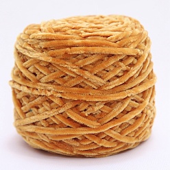 Gold Wool Chenille Yarn, Velvet Cotton Hand Knitting Threads, for Baby Sweater Scarf Fabric Needlework Craft, Gold, 3mm, 90~100g/skein
