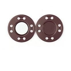 Saddle Brown Iron Magnetic Buttons Snap Magnet Fastener, Flat Round, for Cloth & Purse Makings, Saddle Brown, 2x0.3cm