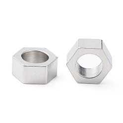 Stainless Steel Color 304 Stainless Steel Beads, Hexagon, Stainless Steel Color, 5x4.5x2mm, Hole: 2.8mm