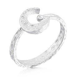 Plata 925 anillo abierto de plata de ley con luna creciente para mujer, plata, tamaño de EE. UU. 5 1/4 (15.9 mm)
