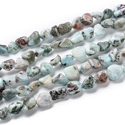 Larimar Natural Larimar Beads Strands, Nuggets, Tumbled Stone, 5~8.5x5.5~7x3.5~4mm, Hole: 0.7mm, about 64pcs/strand, 16.34''(41.5cm)