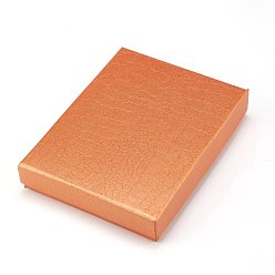 Dark Orange Python Pattern Cardboard Jewelry Set Boxes, with Black Sponge, for Jewelry Gift Packaging, Rectangle, Dark Orange, 16.1x12.2x2.95cm