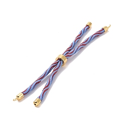 Royal Blue Nylon Cord Silder Bracelets, for Connector Charm Bracelet Making, with Rack Plating Golden Brass Clasp, Long-Lasting Plated, Cadmium Free & Lead Free, Royal Blue, 9-1/8x1/8 inch(23x0.3cm), Hole: 2mm