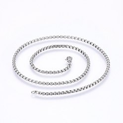Stainless Steel Color 304 Stainless Steel Box Chain Necklaces, with Lobster Claw Clasps, Stainless Steel Color, 17.7 inch(45cm), 3.5mm