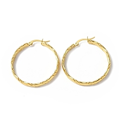 Golden Ion Plating(IP) 304 Stainless Steel Flat Hoop Earrings for Women, Golden, 36.5x35x4.5mm, Pin: 0.7x0.9~1.4mm