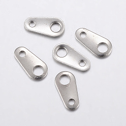 Stainless Steel Color 304 Stainless Steel Chain Tabs, Chain Extender Connectors, Stainless Steel Color, 8x4x0.8mm, Hole: 1~2mm