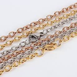 Mixed Color 304 Stainless Steel Cable Chain for Necklace Making, with Lobster Claw Clasps, Mixed Color, 23.6 inch(59.9cm)