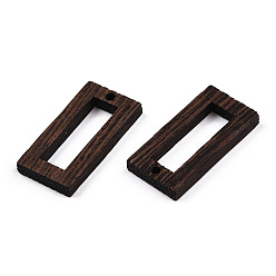 Coconut Brown Natural Wenge Wood Pendants, Undyed, Rectangle Frame Charms, Coconut Brown, 28x14.5x3.5mm, Hole: 1.8mm