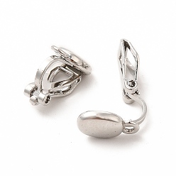 Platinum Alloy Clip-on Earring Findings, with Horizontal Loops, Oval, Platinum, 12.5x6x9.5mm, Hole: 1.2mm