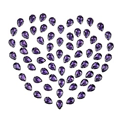 Purple Gorgecraft Sew on Rhinestone, Multi-strand Links, Glass Rhinestone, with Platinum Tone Brass Prong Settings, Garments Accessories, Faceted, Teardrop, Purple, 18x13x6.5mm, Hole: 1mm, 80pcs/box