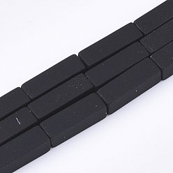 Black Spray Painted Non-magnetic Synthetic Hematite Beads Strands, Cuboid, Black, 13x4x4mm, Hole: 0.5mm, about 30pcs/strand, 15.7 inch