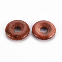 Goldsand Colgantes sintéticos goldstone, donut / pi disc, 18x4.5~5.5 mm, agujero: 5.5 mm