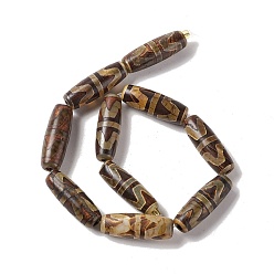 Tiger Pattern Tibetan Style dZi Beads Strands, Natural & Dyed Agate Beads, Rice, Tiger Pattern, 28.5~30x10mm, Hole: 2.5mm, about 10pcs/strand, 11.81''(30cm)