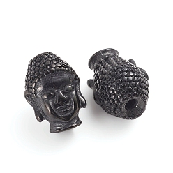Черный Цвет Металла Буддийские 304 бусы из нержавеющей стали, Голова Будды, металлический черный , 14x10.2x9.5 мм, отверстие : 1.8 мм