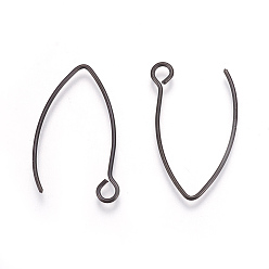 Electrophoresis Black 304 Stainless Steel Earring Hooks, with Horizontal Loop, Electrophoresis Black, 26x15.5mm, Hole: 2.5mm, 20 Gauge, Pin: 0.8mm