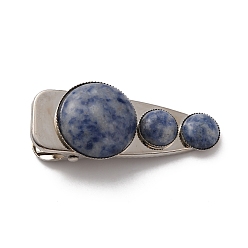 Punto Piedra Azul Pinzas para el cabello de cocodrilo de jaspe azul natural, con la conclusión de hierro, sin plomo y cadmio, 26~27x59~61x14~16 mm