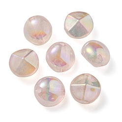 Rose Brumeux Placage uv perles acryliques transparentes lumineuses, brillent dans le noir, ronde, rose brumeuse, 21x21.5x15mm, Trou: 4mm