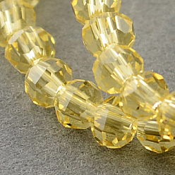 Oro Abaloiros de vidrio transparentes, facetados, plano y redondo, oro, 4~5x3~4 mm, agujero: 0.5 mm, sobre 95 unidades / cadena, 13.70 pulgada (34.8 cm)