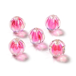 Rose Foncé Perles acryliques irisées arc-en-ciel à placage uv bicolore, citrouille, rose foncé, 15.5x14.5~15mm, Trou: 2.7~2.8mm
