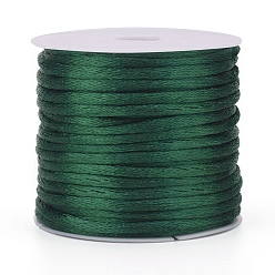 Teal Nylon Cord, Satin Rattail Cord, for Beading Jewelry Making, Chinese Knotting, Teal, 2mm, about 10.93 yards(10m)/roll