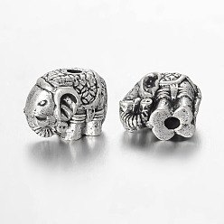 Antique Silver Elephant Alloy Beads, Antique Silver, 9.5x11.5x7.5mm, Hole: 2mm