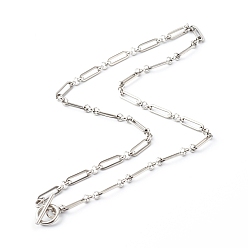 Stainless Steel Color 304 Stainless Steel Figaro Chain Necklace, Stainless Steel Color, 18.31 inch(465mm)