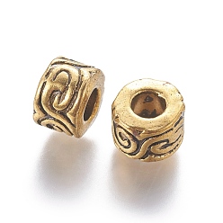 Antique Golden Tibetan Style Alloy European Beads, Large Hole Beads, Lead Free and Cadmium Free, Column, Antique Golden, 11x7mm, Hole: 5mm