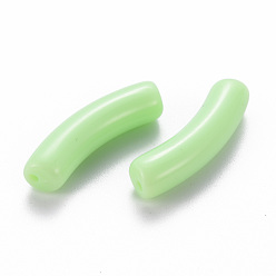 Vert Printanier Perles acryliques opaques, tube incurvé, vert printanier, 32x9.5x8mm, Trou: 1.8mm, environ330 pcs / 500 g