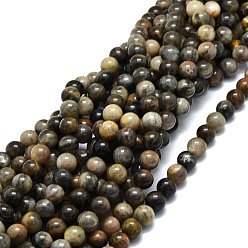 Pierre De Soleil Brins de perles de sunstone noirs naturels, ronde, 10mm, Trou: 1mm, Environ 42 pcs/chapelet, 15.55'' (39.5 cm)