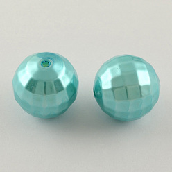 Turquoise ABS Plastic Imitation Pearl Faceted Round Beads, Turquoise, 20mm, Hole: 2.5mm, about 122pcs/500g