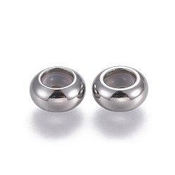 Stainless Steel Color 202 Stainless Steel Spacer Beads, Rondelle, Stainless Steel Color, 8x4mm, Hole: 4.5mm