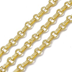 Real 18K Gold Plated Brass Ring & Rectangle Link Chains, with Spool, Unwelded, Long-Lasting Plated, Cadmium Free & Nickel Free & Lead Free, Real 18K Gold Plated, 10x4.5x3mm, 8x1mm