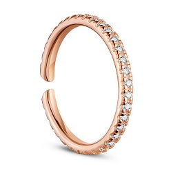 Rose Gold SHEGRACE Simple Design 925 Sterling Silver Cuff Rings, Open Rings, Micro Pave Grade AAA Cubic Zirconia, Rose Gold, Size 8, 18mm