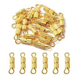 Golden 20 Sets Brass Screw Clasps, for Bracelet Making, Golden, 14x3mm, Hole: 1.8mm