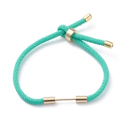 Light Green Braided Nylon Cord Bracelet Making, with Brass Findings, Light Green, 9-1/2 inch(24cm), Link: 30x4mm