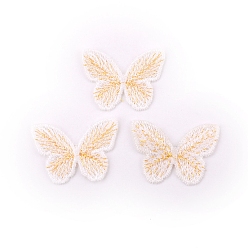White Polyester Butterfly Cabochons, for Hair Accessories Making, White, 30x43mm