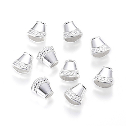 Silver Tibetan Style Alloy Bead Cones, For Tassels Pendant, For Tassels Pendant,  Trapezoid, Apetalous, Lead Free & Cadmium Free & Nickel Free, Silver, 16x16x8mm, Hole: 3x6mm, Hole: 5.5x13mm, about 350pcs/1000g