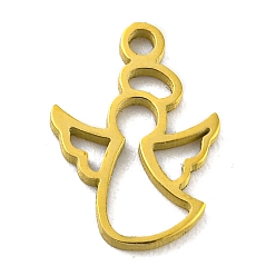 Golden Laser Cut 304 Stainless Steel Charms, Angel Charms, Golden, 11x8x1mm, Hole: 1.2mm