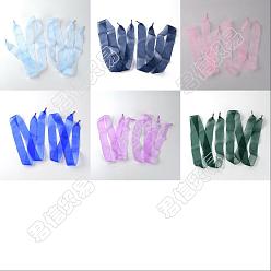 Mixed Color Gorgecraft 6 Pairs 6 Colors Flat Transparency Polyester Chiffon Shoelaces, Mixed Color, 120x37mm