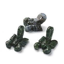 Ágata de Musgo Figuras de escorpión curativo talladas de ágata de musgo natural, estatuas de piedras reiki para terapia de meditación de equilibrio energético, 45~48x34~44x30~37 mm