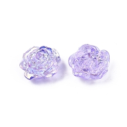 Lila Perlas de plástico abs transparente, medio-perforado, flor, lila, 15x16x6.5 mm, agujero: 1.2 mm
