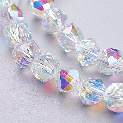 Clear AB Glass Imitation Austrian Crystal Beads, Faceted Round, Clear AB, 7x7.5x7.5mm, Hole: 1.2mm