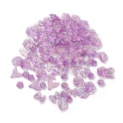 Orchid DIY Jewelry Making Finding Kit, Incluidng Transparent Acrylic Charms and Beads, AB Color, Mixed Shapes, Orchid, 11~21x12~27x3~7mm, Hole: 1~2mm, about 746pcs/500g