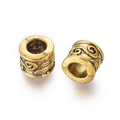 Antique Golden Large Hole Beads, Tibetan Style European Beads, Lead Free and Cadmium Free, Column, Antique Golden, 8.5x7mm, Hole: 5mm