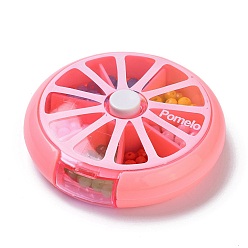 Hot Pink Plastic Bead Containers, for Small Parts, Hardware and Craft, 7 Compartments, Flat Round, Hot Pink, 9.05x2.4cm, Hole: 28x13mm, Inner Diameter: 2.7x2.7cm