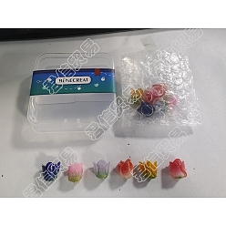 Color mezclado Benecreat 12 piezas 6 colores perlas de plástico, flor, color mezclado, 13~15x13.5~15x13.5~15 mm, agujero: 0.8 mm, 2 piezas / color
