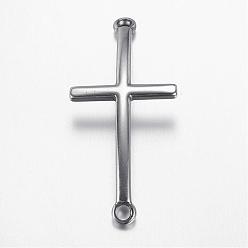 Stainless Steel Color 304 Stainless Steel Links connectors, Sideways Cross, Stainless Steel Color, 49x22x2.5mm, Hole: 3mm