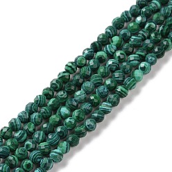 Malachite Synthetic Malachite Beads Strands, Faceted, Round, 3mm, Hole: 0.8mm, about 136pcs/strand, 15.55 inch(39.5cm)