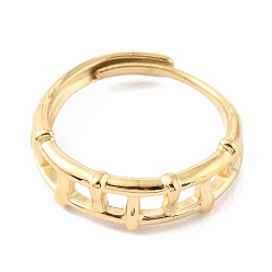 Chapado en Oro Real de 14K 304 anillos ajustables rectangulares huecos de acero inoxidable, real 14 k chapado en oro, tamaño de EE. UU. 8 1/2 (18.5 mm)